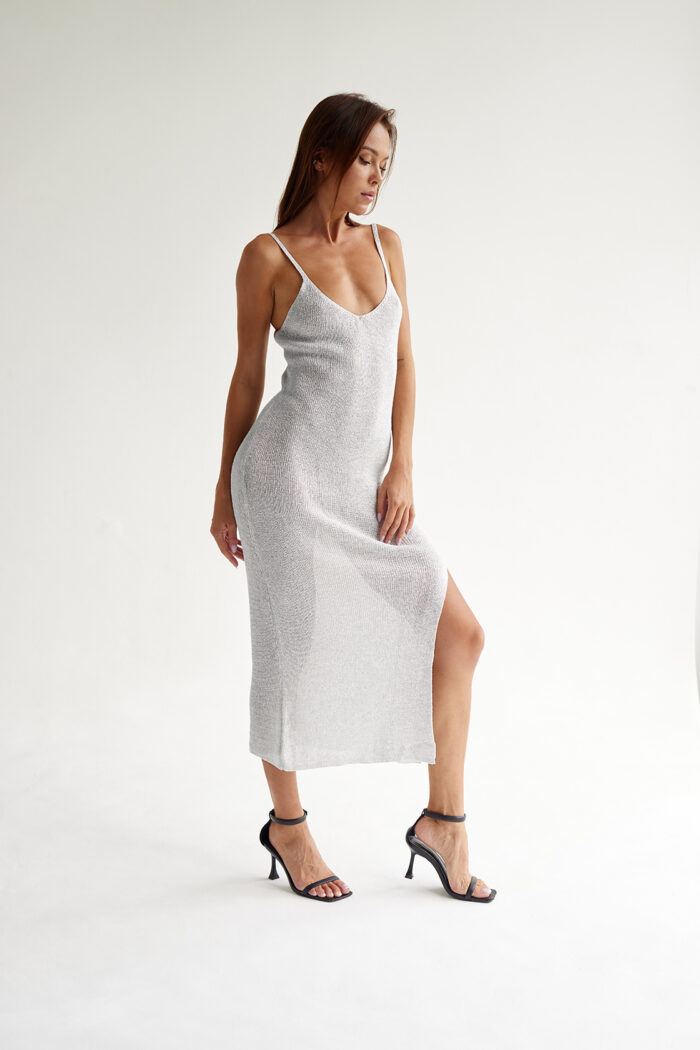 miami silver long dress