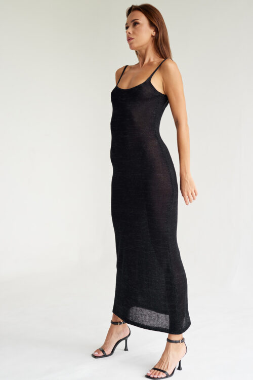 moon night knit dress black leale