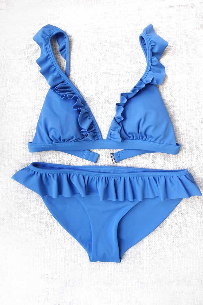 volant bikini set blue